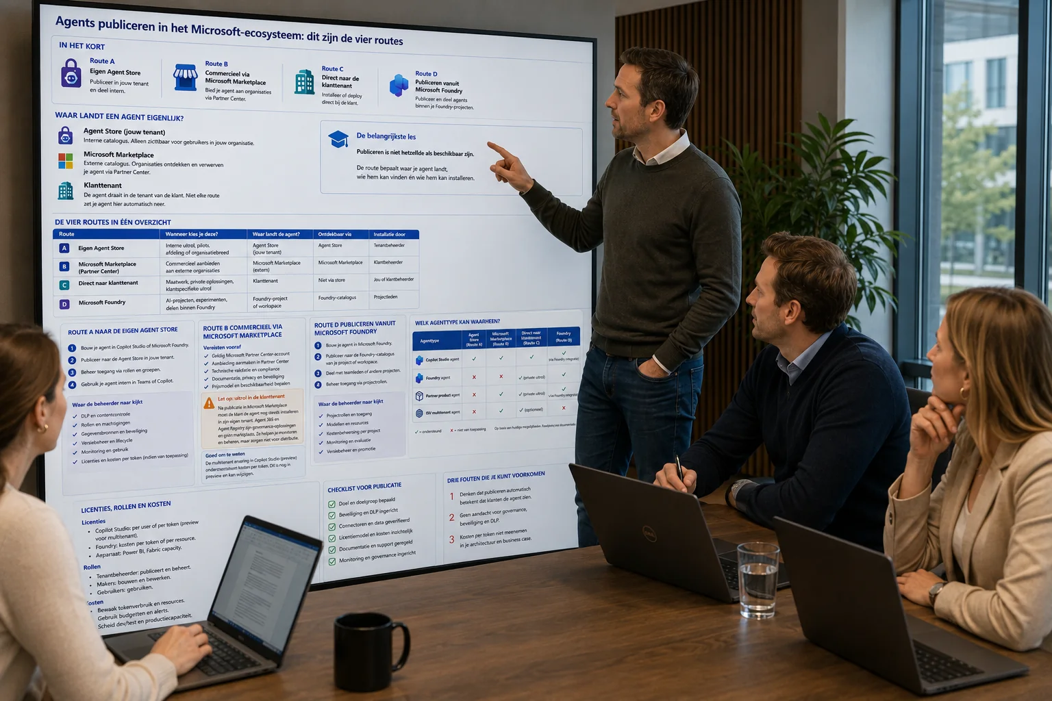 Architects discussing the four publishing routes for agents in the Microsoft ecosystem.